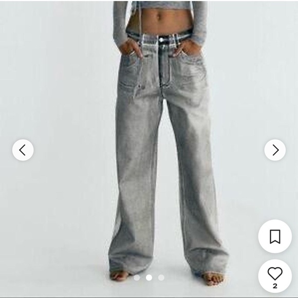 Zara Denim - Zara Gray and Black Wide Leg Women's Jeans, Size 0